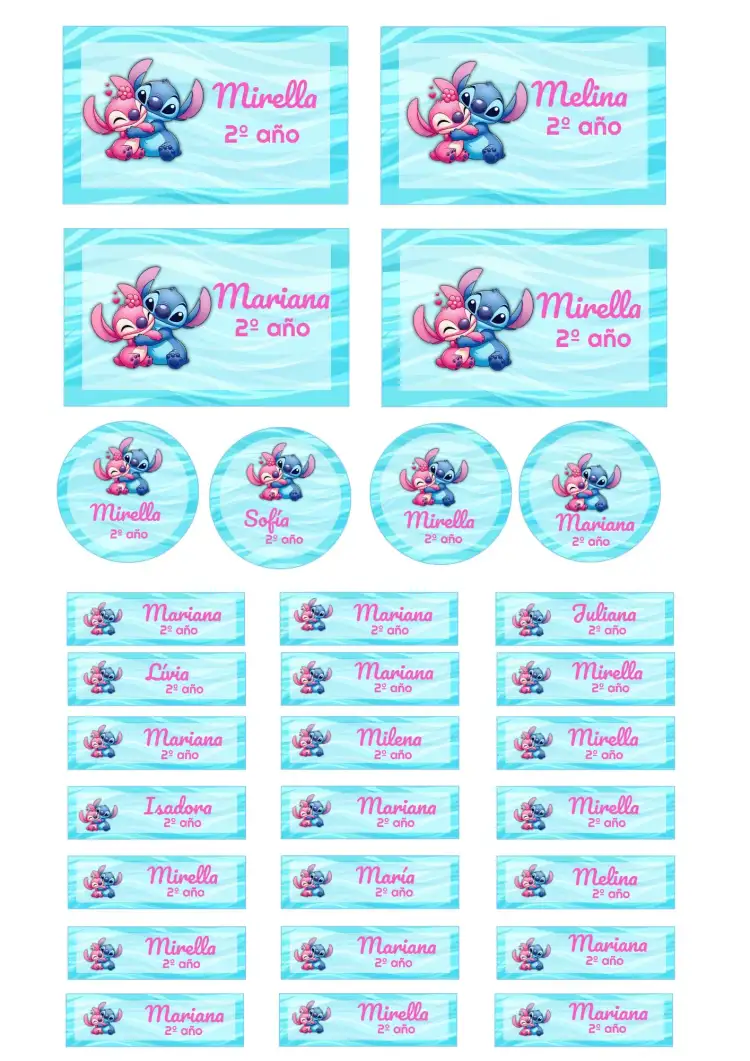 Etiqueta Escolar Stitch Menina