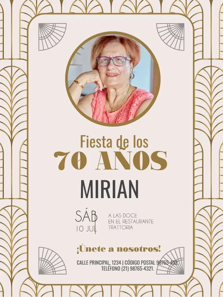 Invitación 70 Años Con Foto Clásico