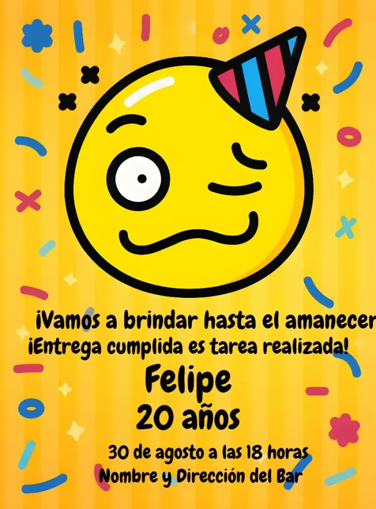 Invitación Emoji Bebida Boteco Amarillo