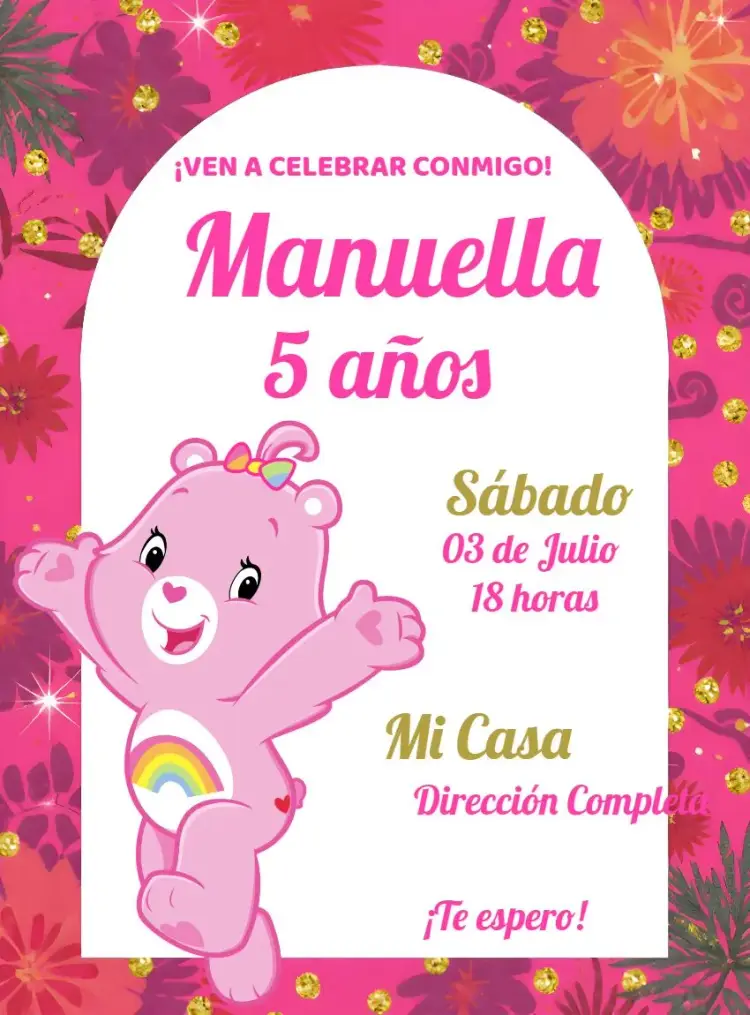 Invitación Os Ositos Cariñosos Rosa Hacer