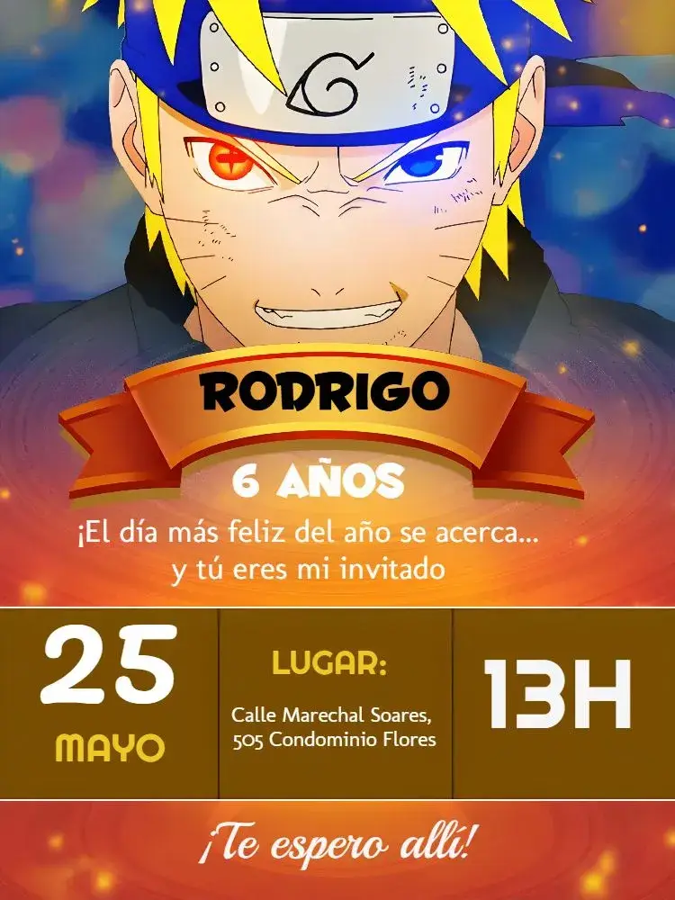 Invitación Naruto Colorido