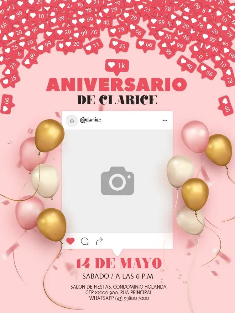 Invitación Fiesta De Redes Sociales Rosa