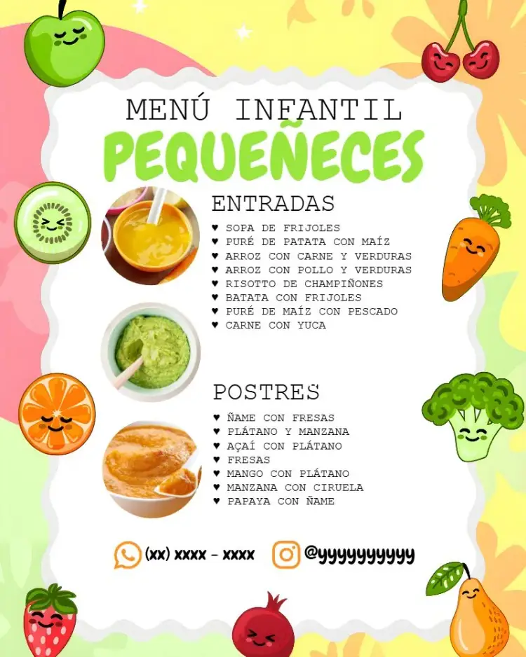 Invitación Menú Papillas Infantil Carta