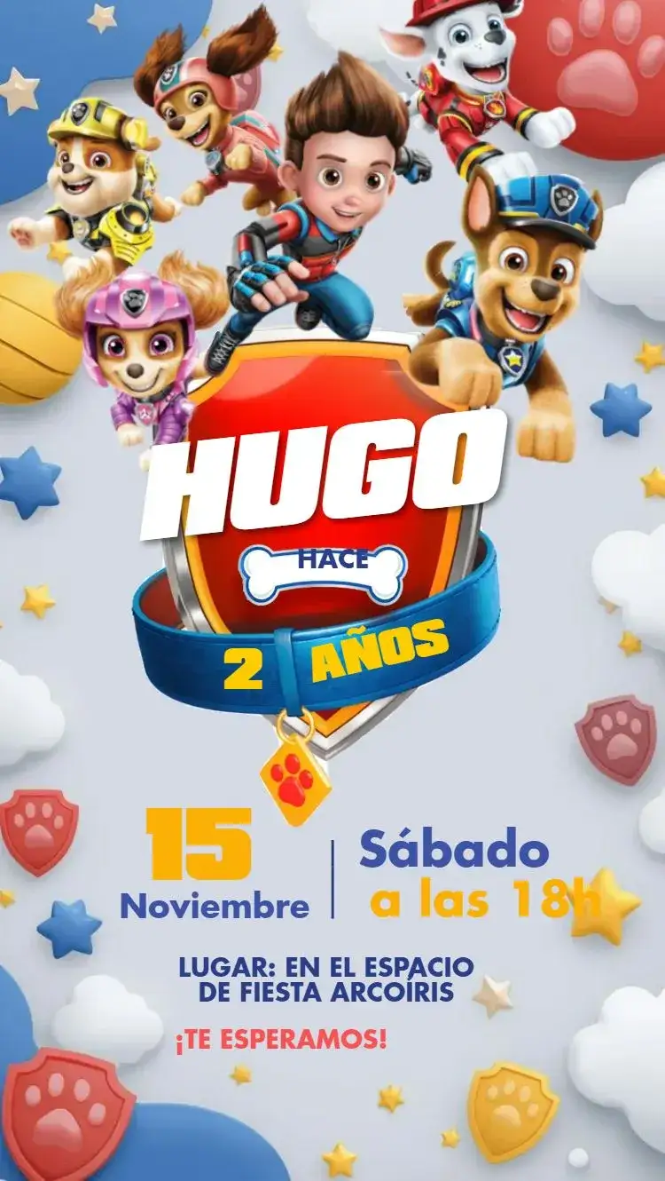Invitación Patrulla Canina – tema Más buscados colorido, divertido, infantil, temático, aventura