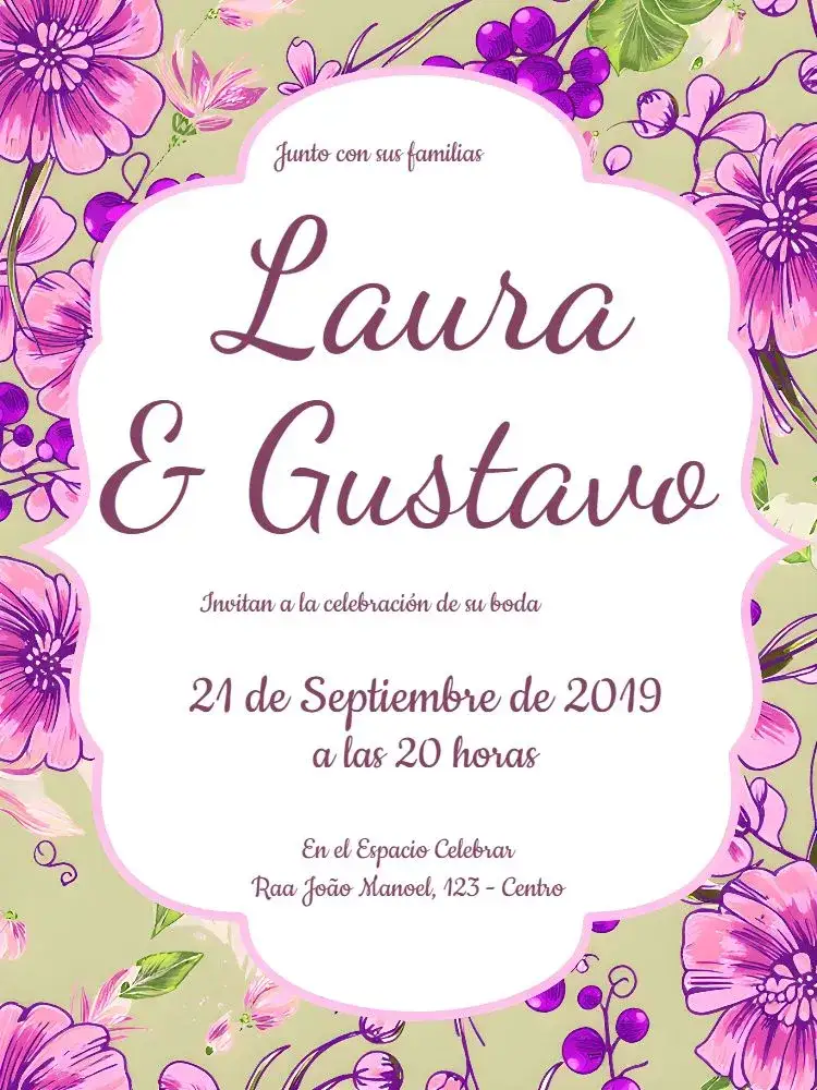 Invitación Boda Boho Chic Floral Blanco – tema Más buscados floral, boho, chic, vintage, elegante, rústico