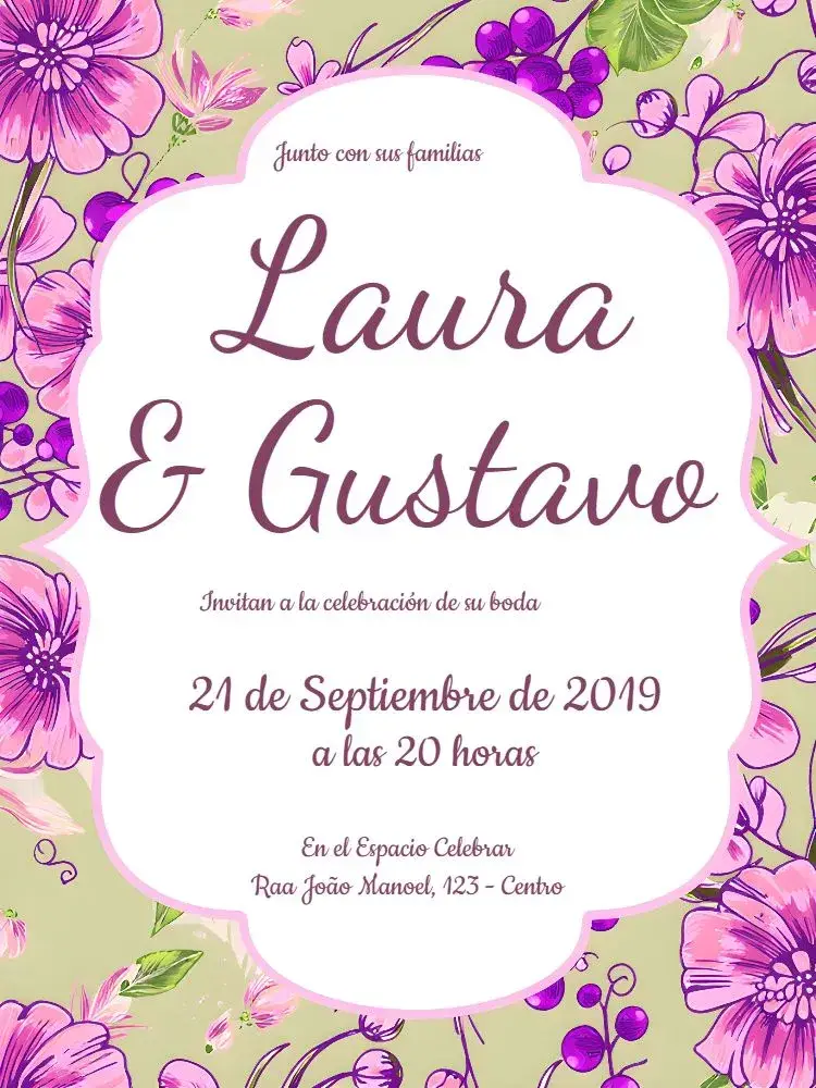 Invitación Boda Boho Chic Floral Blanco editable y personalizable