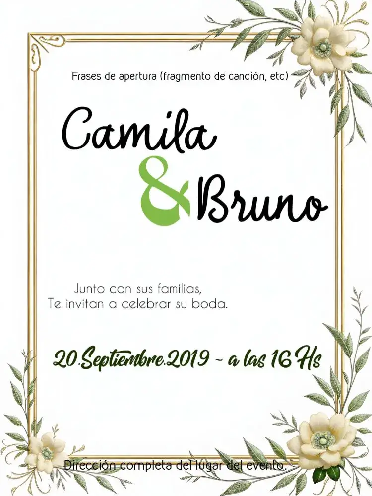 Invitación Boda Floral Hojas