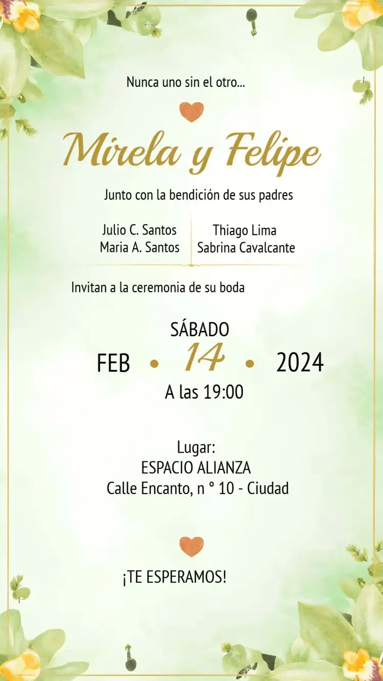 Invitación Boda Floral Verde – tema Boda floral, verde, acuarela, romántico, moderno, elegante