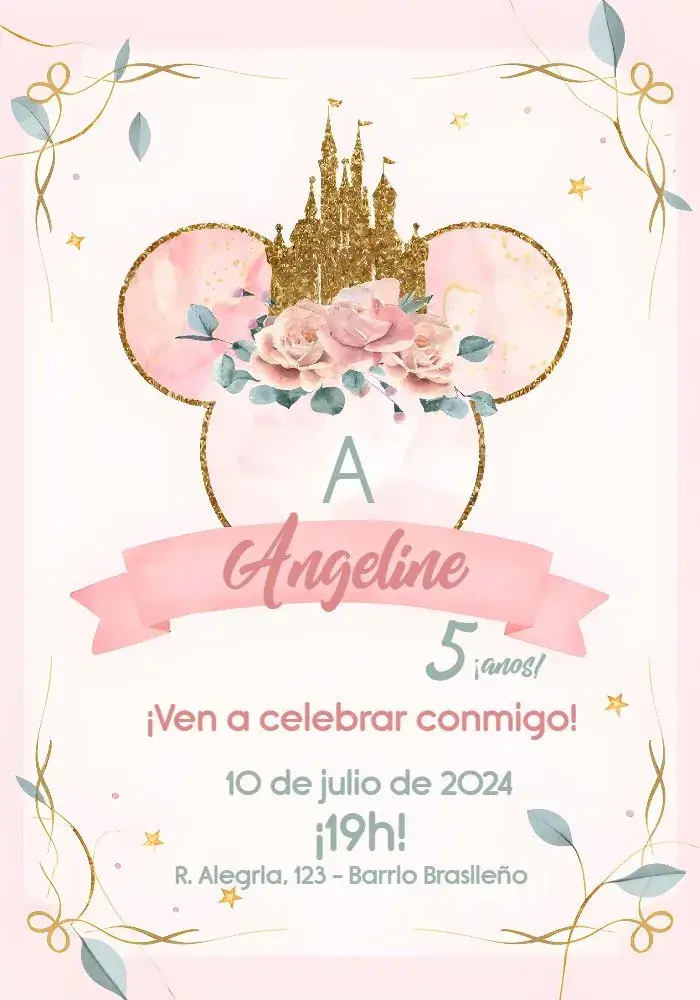 Invitación Castillo Minnie Mouse Castle