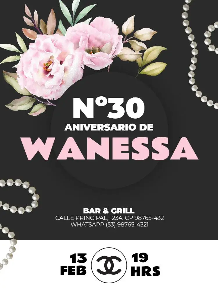 Invitación Adulto Femenino Chanel Floral Oscuro