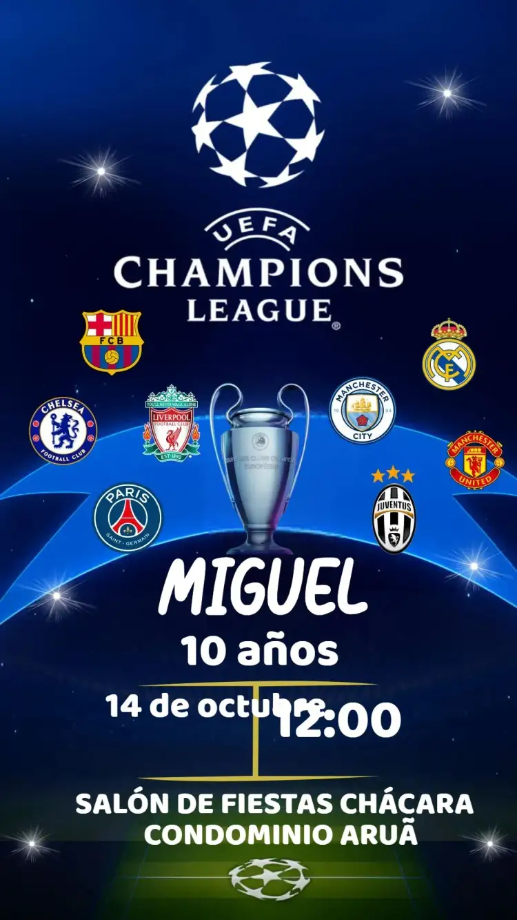 Invitación Campeones – tema 15 años fútbol, vibrante, moderno, joven, colorido