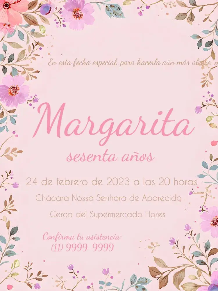 Invitación Floral Beige