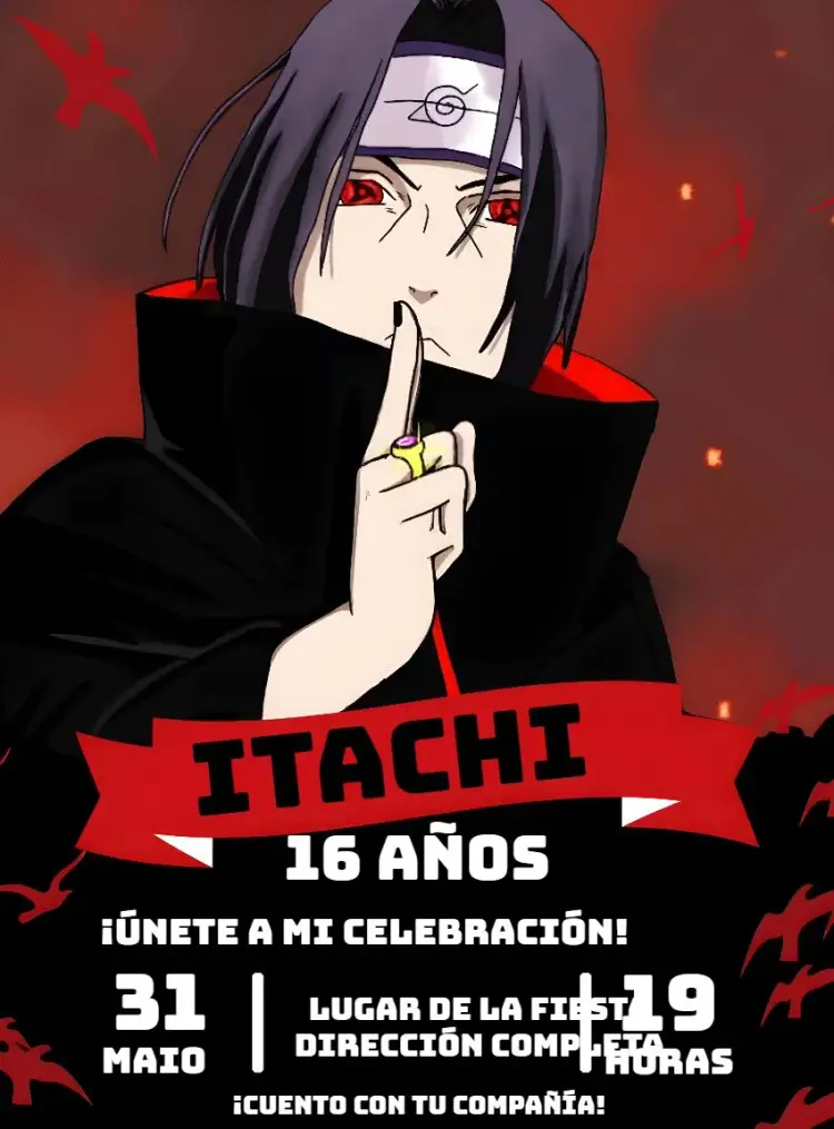 Invitación Itachi Akatsuki Sharingan