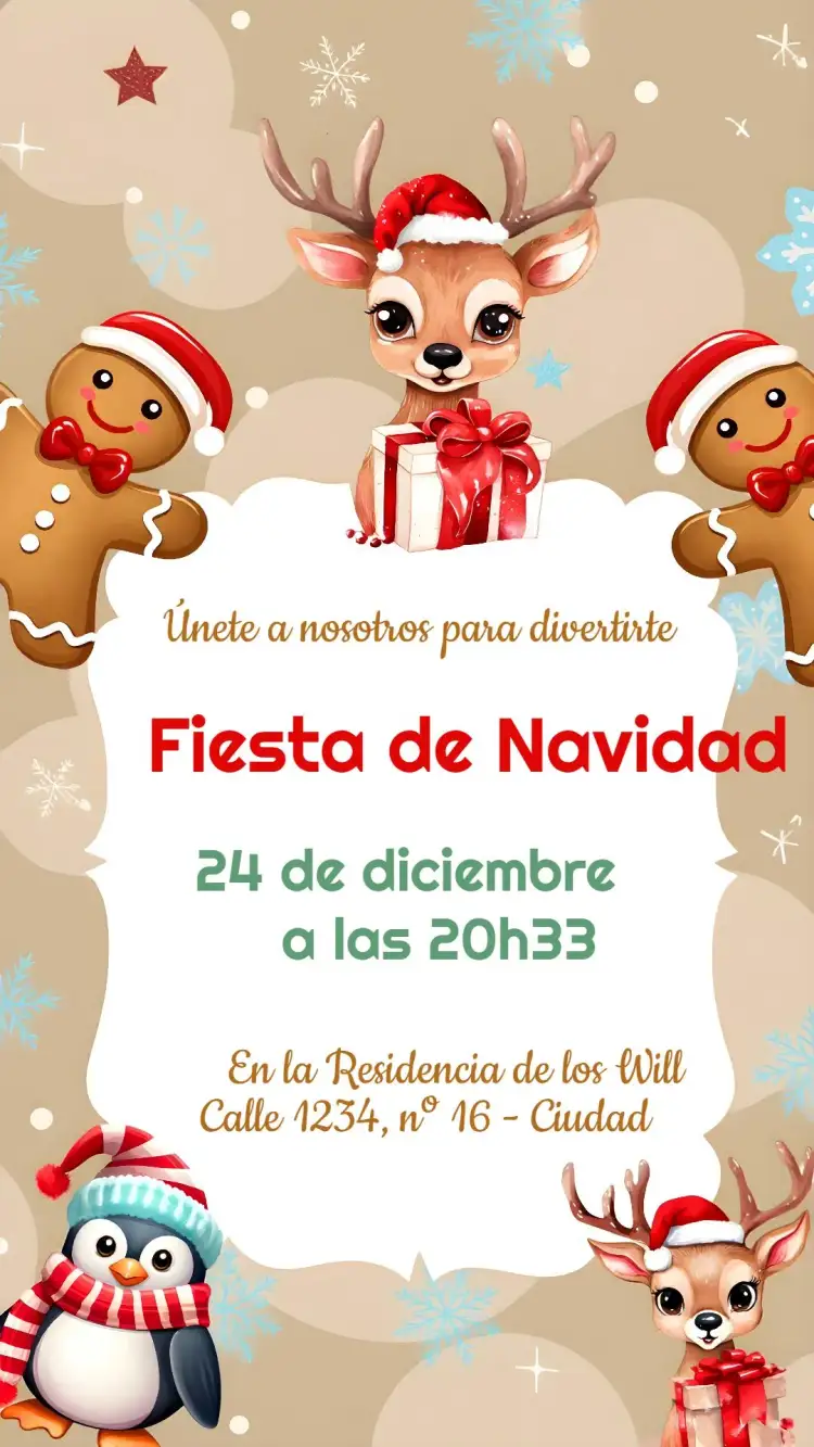 Invitación Fiesta De Navidad Galletas – tema Fechas Conmemorativas vintage, colorido, divertido, navideño, minimalista