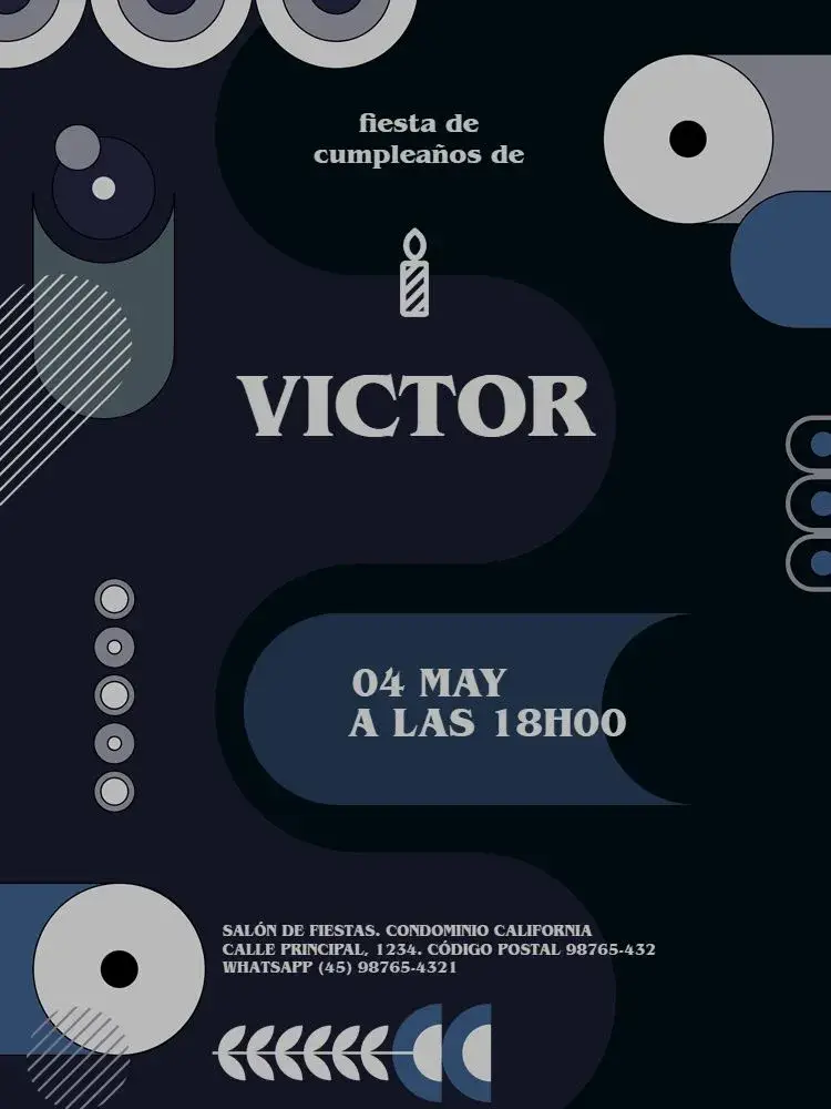Invitación Hombre Adulto Oscuro Geométrico Fiesta
