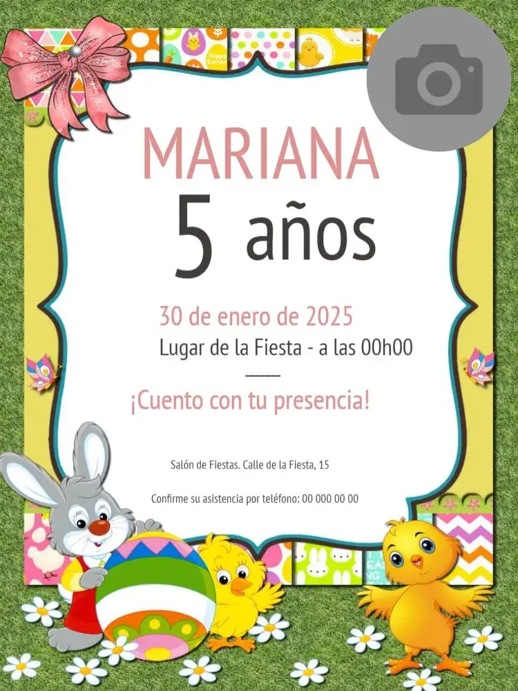 Invitación 5 Años Para Editar Blanco editable y personalizable