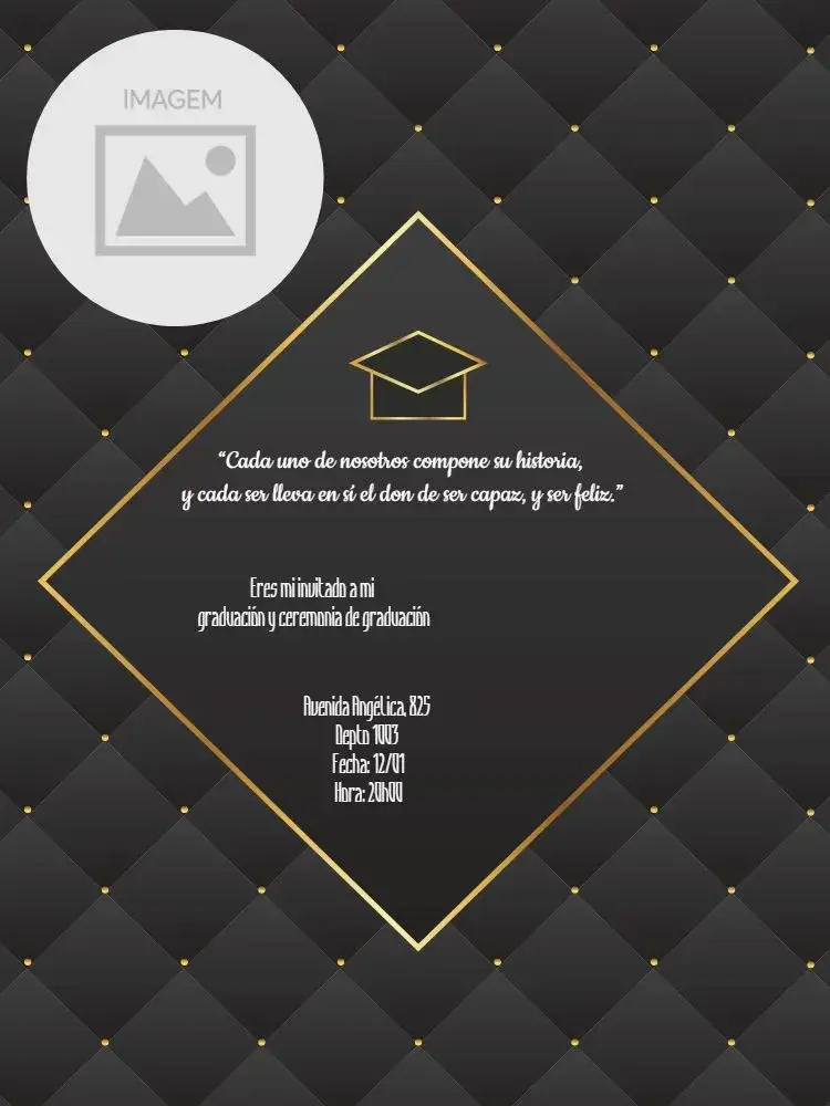 Invitación Graduación Foto – tema Graduación elegante, moderno, negro y dorado, minimalista, sofisticado