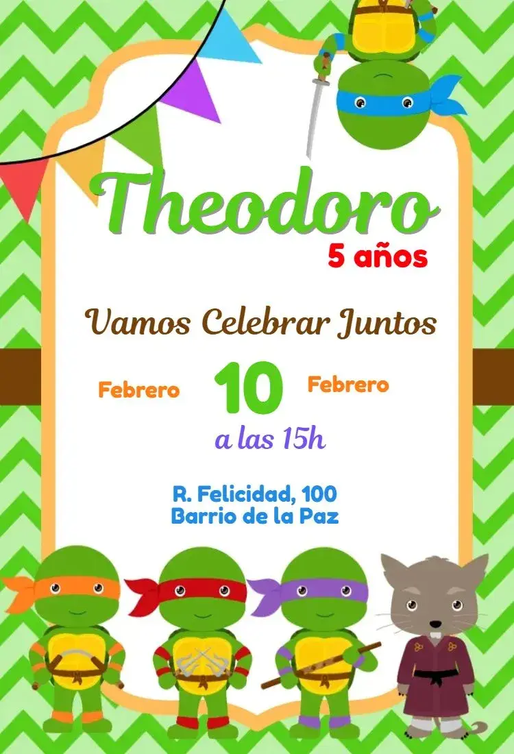 Invitación Tortugas Ninja Baby