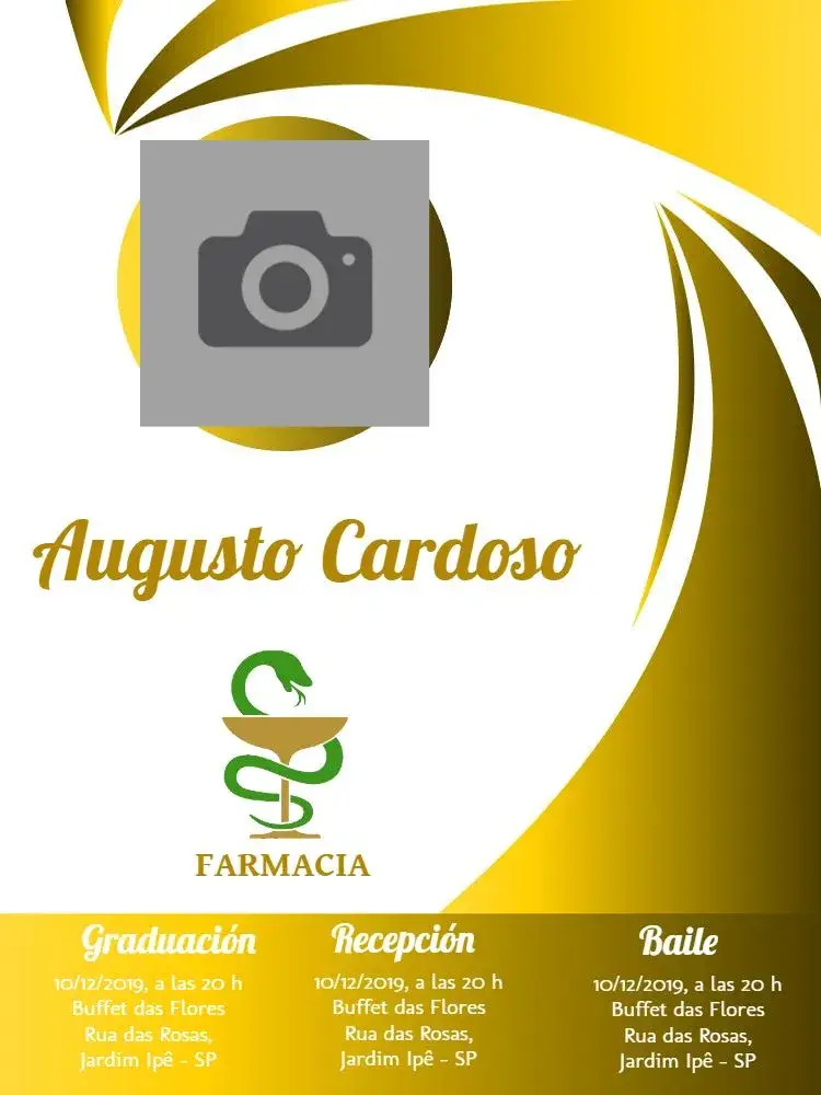 Invitación Graduación Farmacia Con Foto Dorado