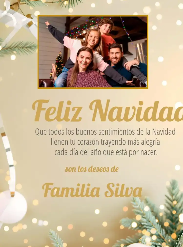 Tarjeta De Navidad En Familia Con Foto de Papá Noel