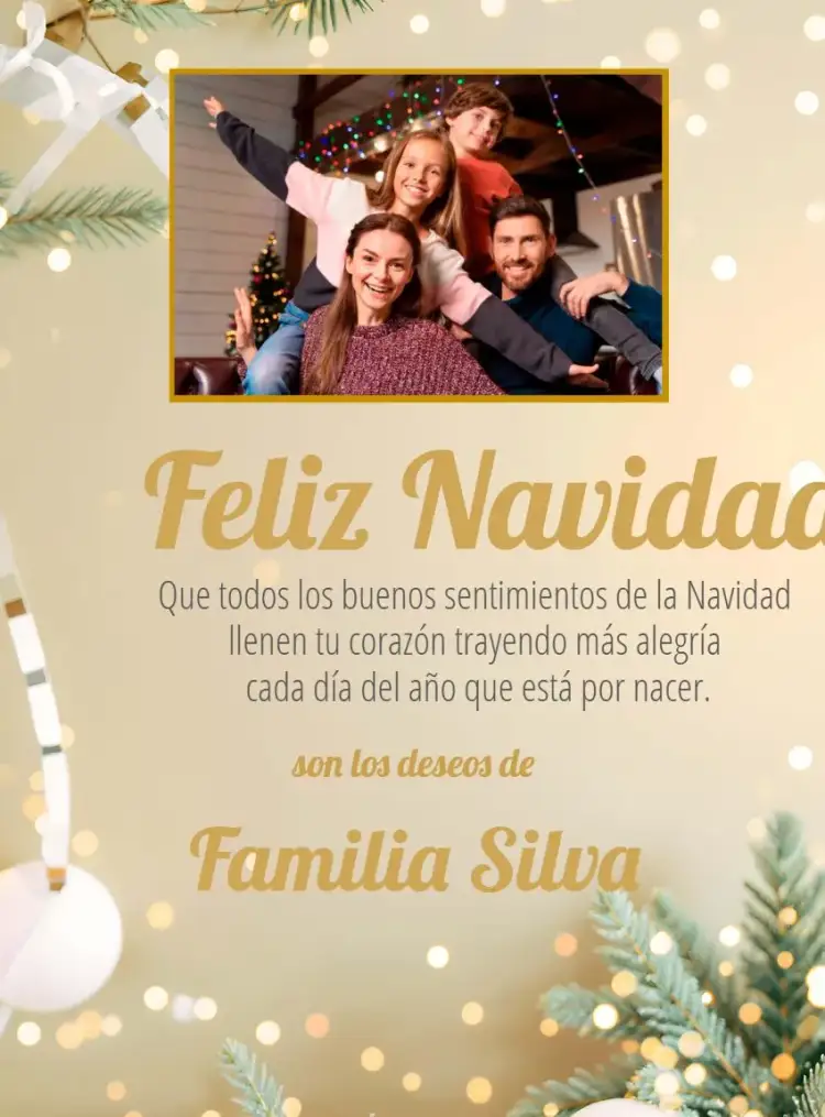 Invitación Tarjeta De Navidad En Familia Con Foto de Papá Noel – tema Fechas Conmemorativas festivo, clásico, colorido, alegre, familiar