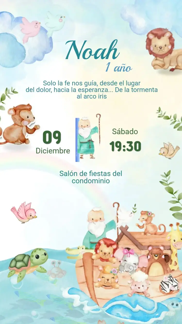 Invitación Cumpleaños ARCA DE NOÉ
