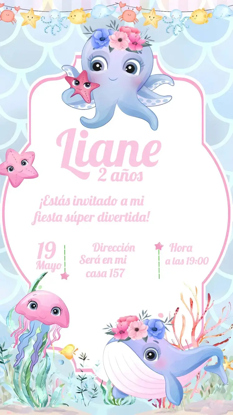 Invitación Fondo Del Mar Infantil
