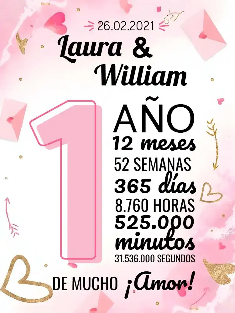 Tarjeta de San Valentín 1 Año Con Foto Digital