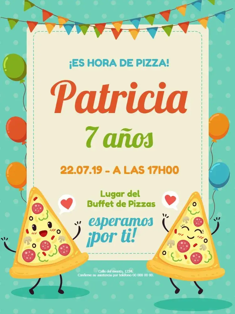 Invitación Pizza Infantil