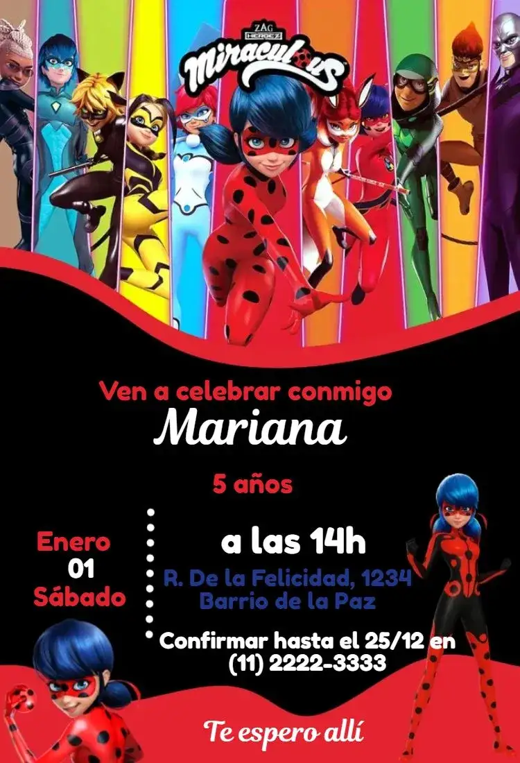 Invitación Mariquita – tema Más buscados colorido, divertido, infantil, temático, jovial