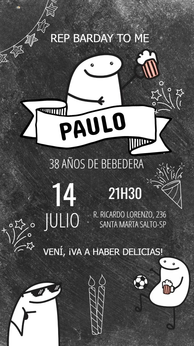Invitación Flork Boteco Bardei editable y personalizable