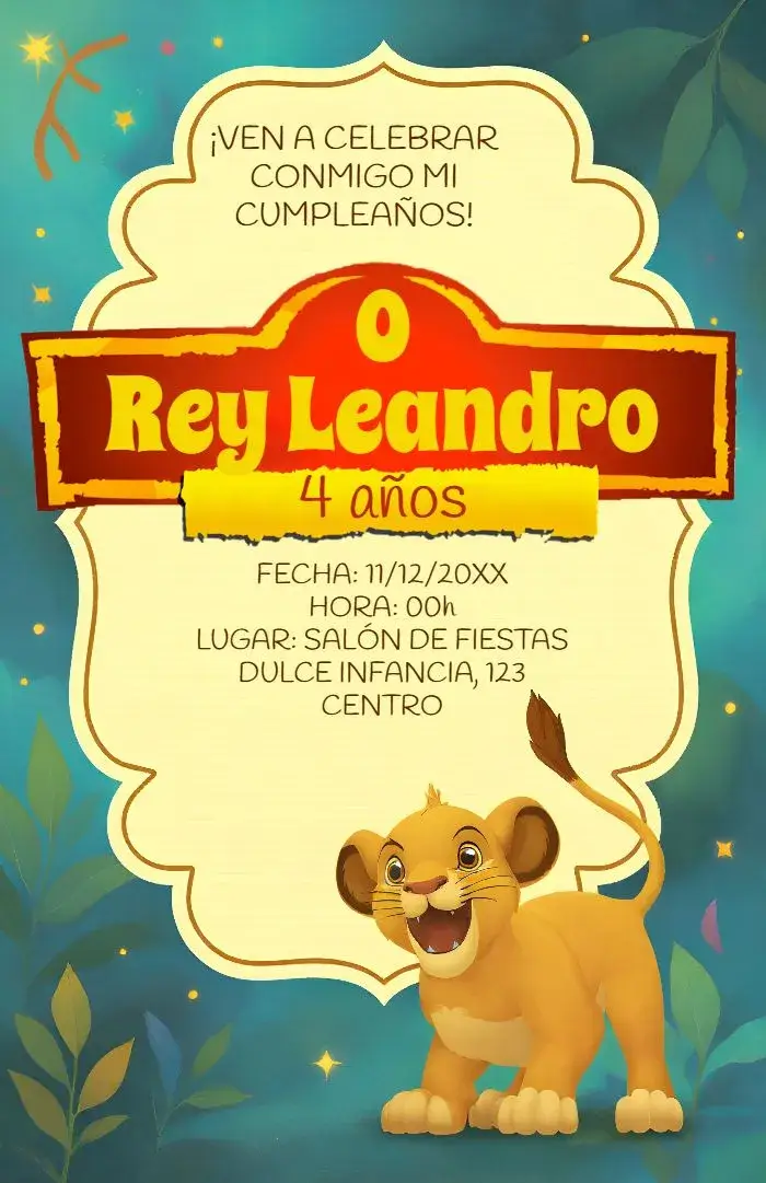 Invitación El Rey León Rojo