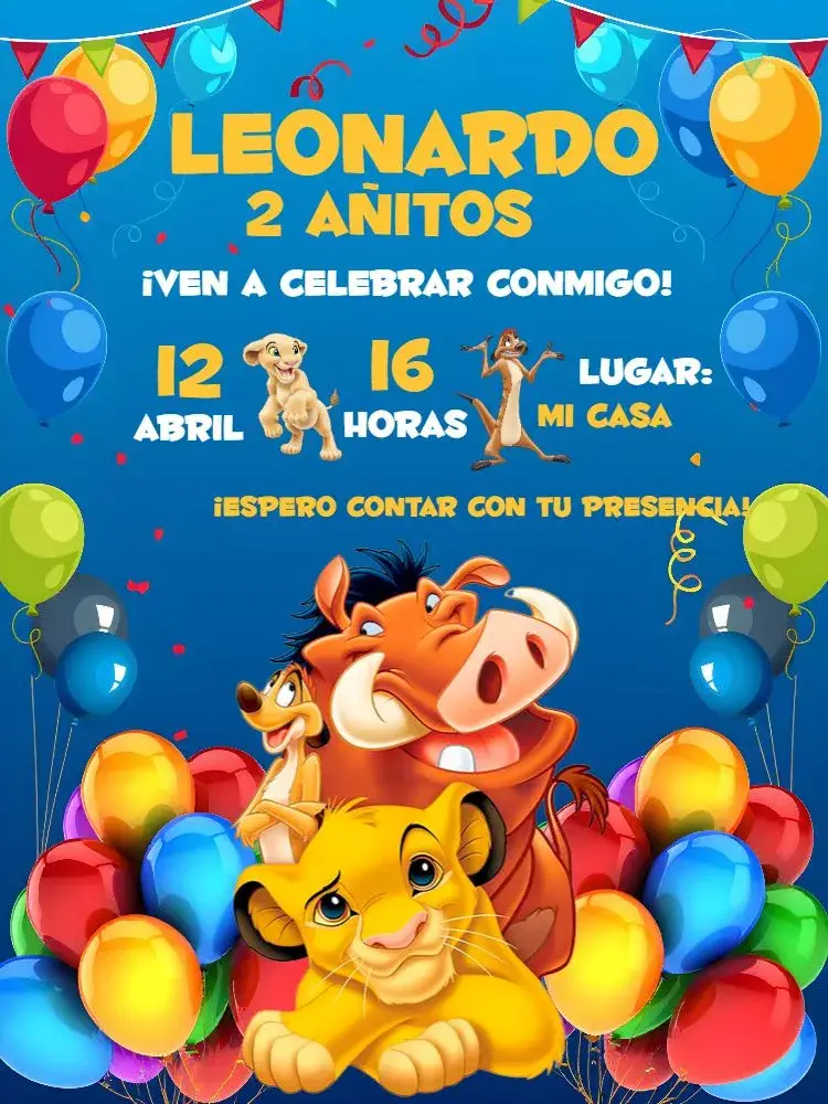 Invitación Rey León Azul