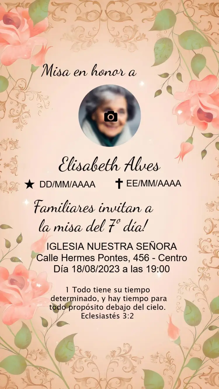 Invitación Misa De Séptimo Día Flores