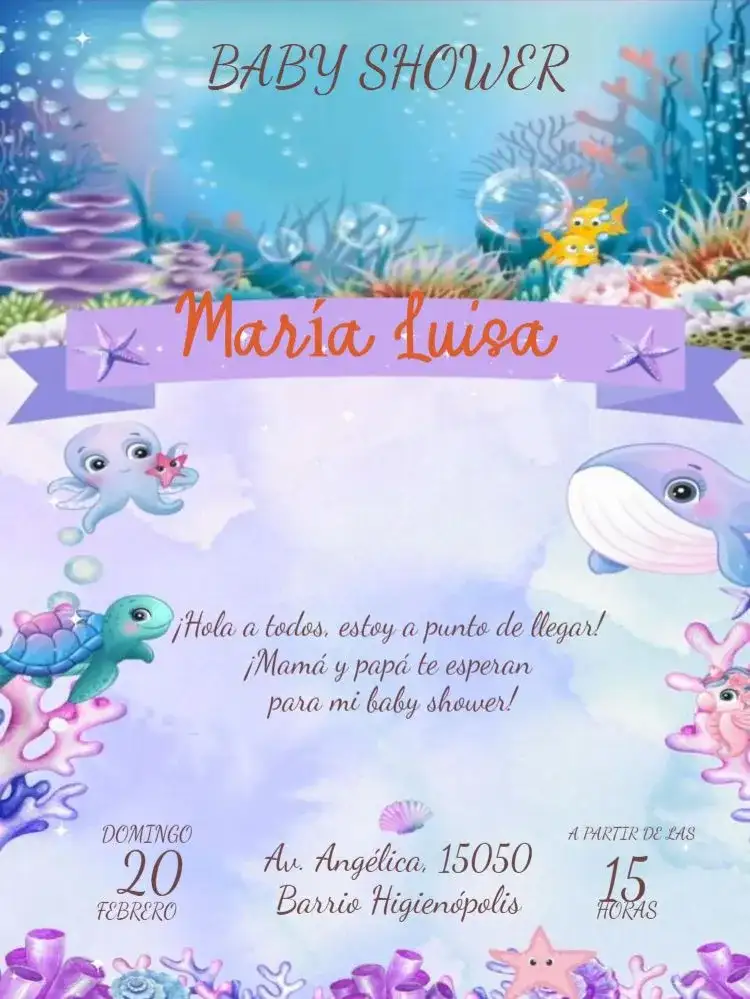 Baby Shower Sirena Para Editar Celebración