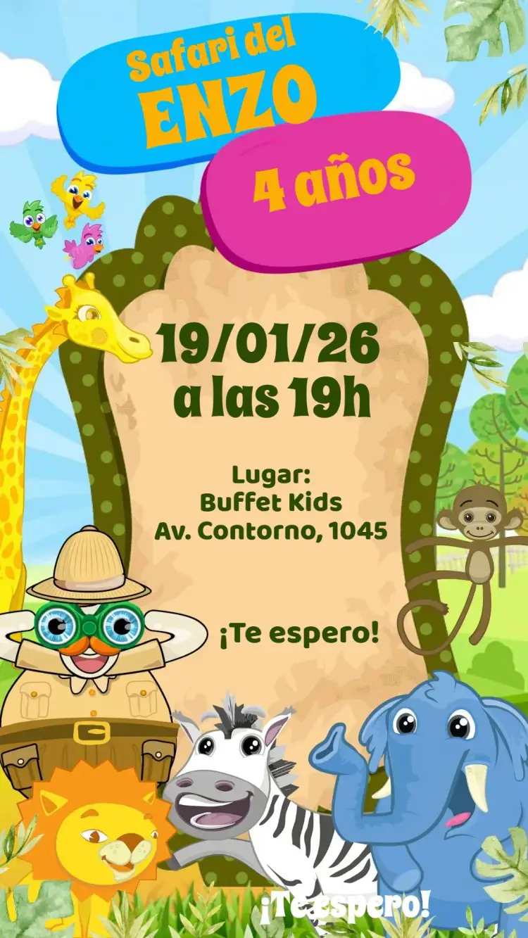 Invitación Mundo Bita Safari