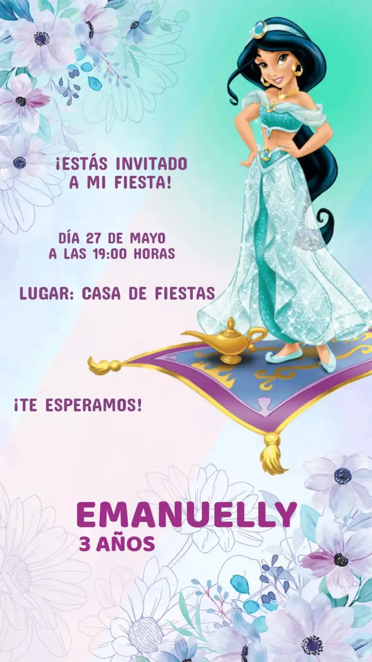 Invitación Cumpleaños Princesa Jasmine