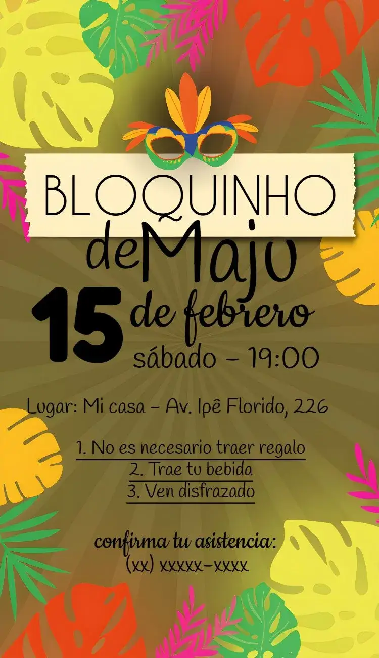 Invitación Fiesta Carnaval Celebración
