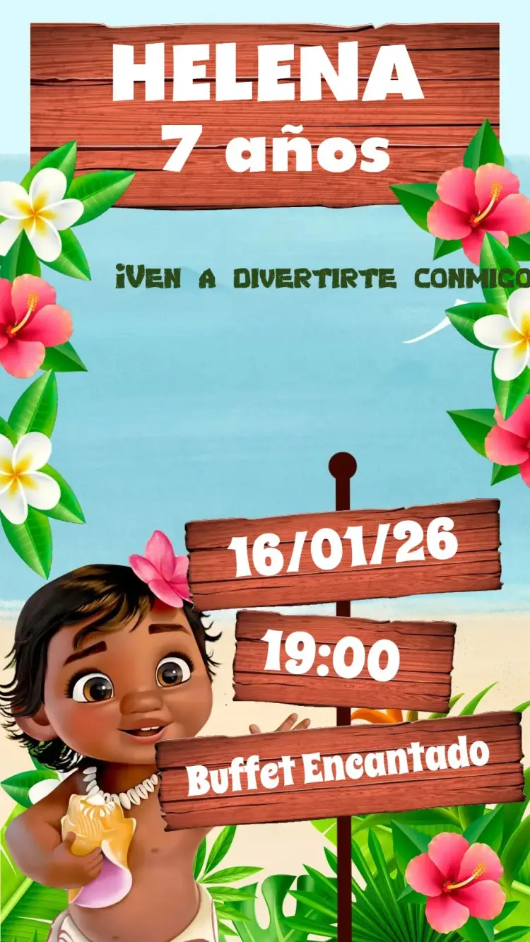 Invitación Moana Baby