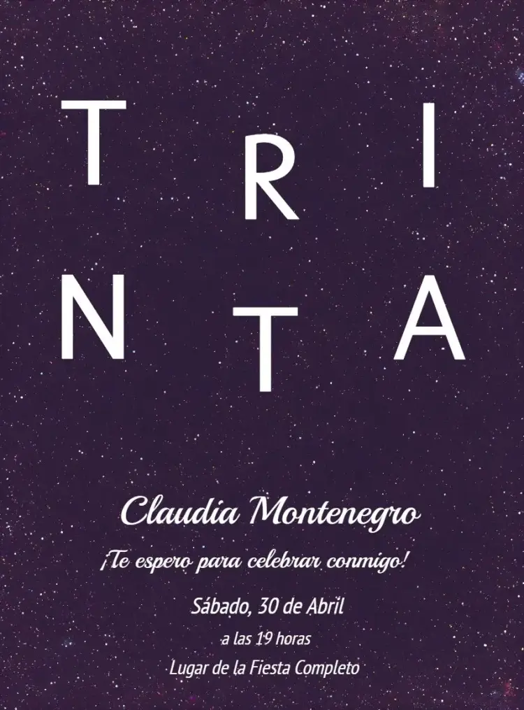 Invitación Treinta Años Minimalista Morado