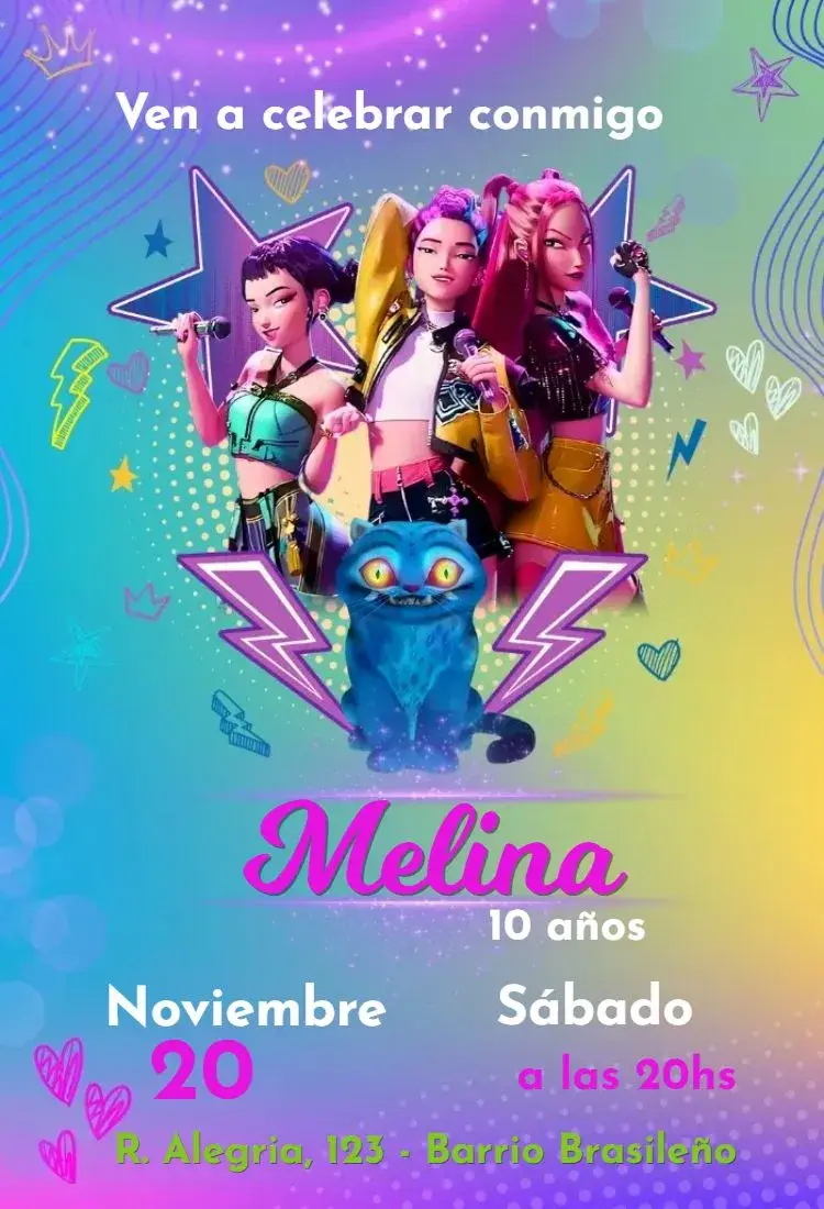 Invitación Cazadores de Demonios K-Pop