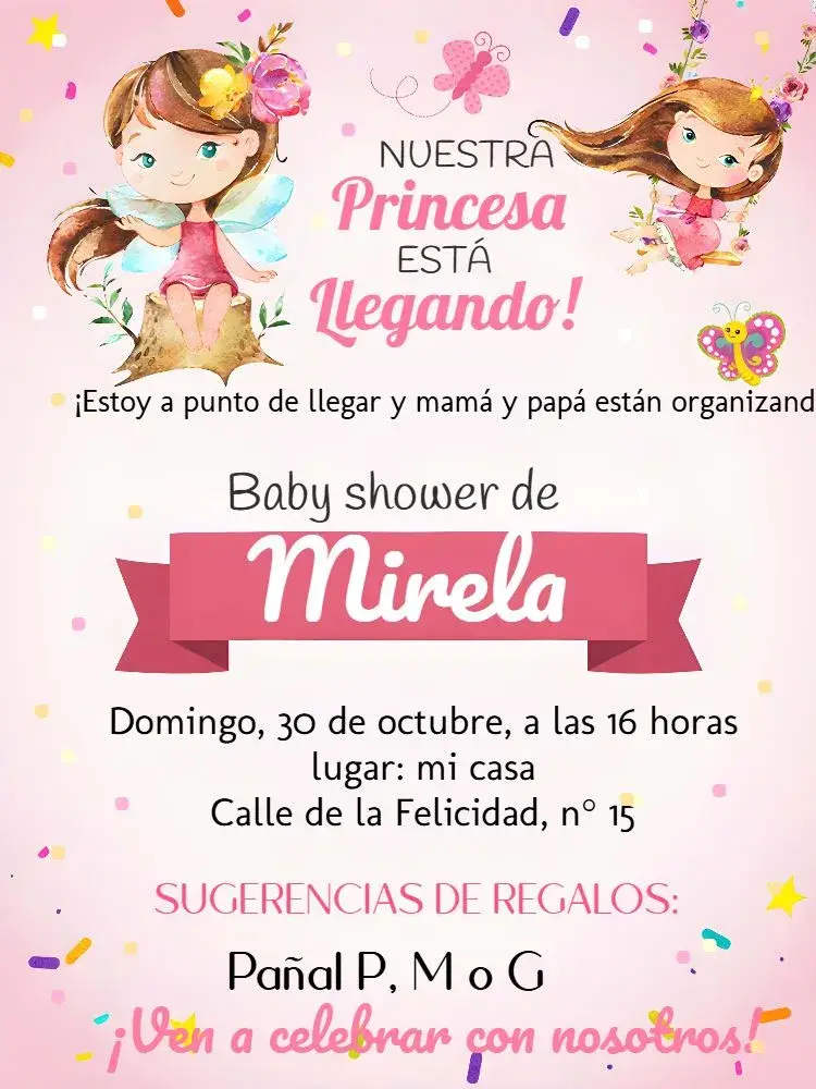 Invitación Baby Shower Jardín Encantado Banda editable y personalizable