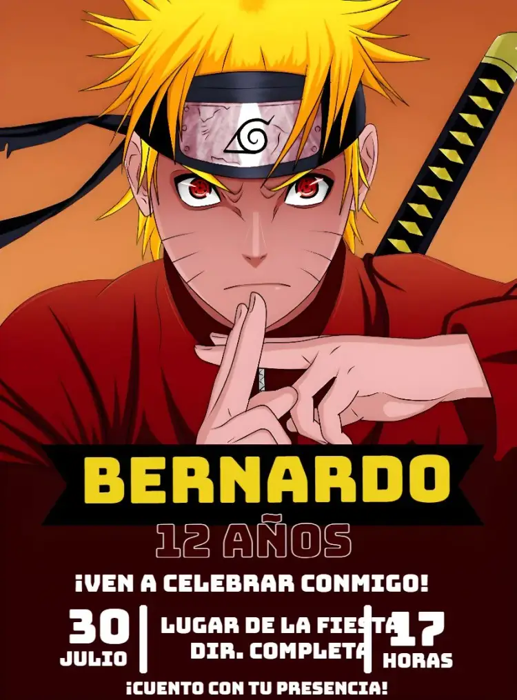 Invitación Naruto Uzumaki Ojos