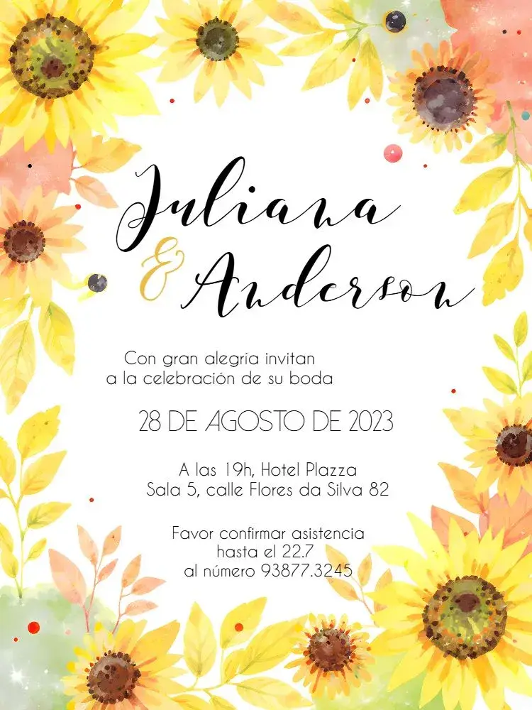 Invitación Boda Girasoles Flores