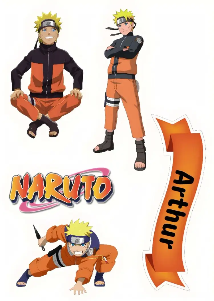 Invitación Topper de Pastel de Naruto para Imprimir