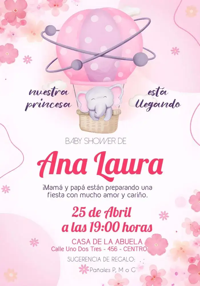 Baby Shower - Osito Globero Rosa Niña Delicado