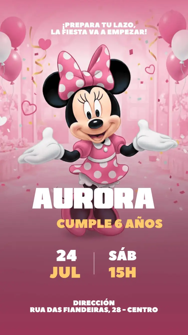 Invitación Digital Minnie Mouse
