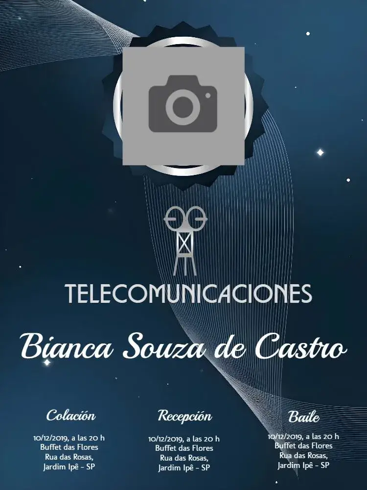 Invitación Graduación en Telecomunicaciones con Foto Azul – tema Graduación azul, moderno, elegante, sofisticado, minimalista