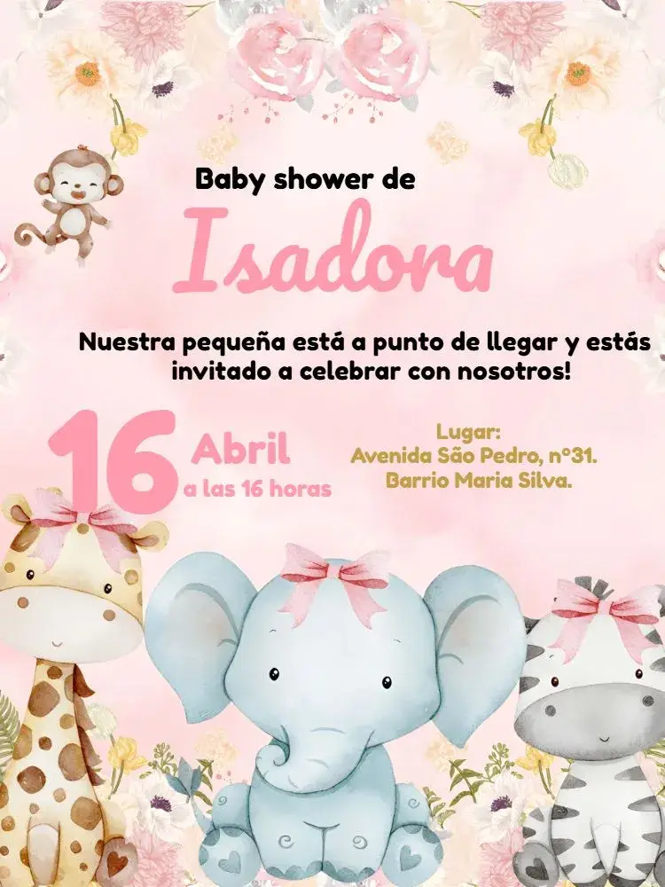Invitación Baby Shower Safari Bebé