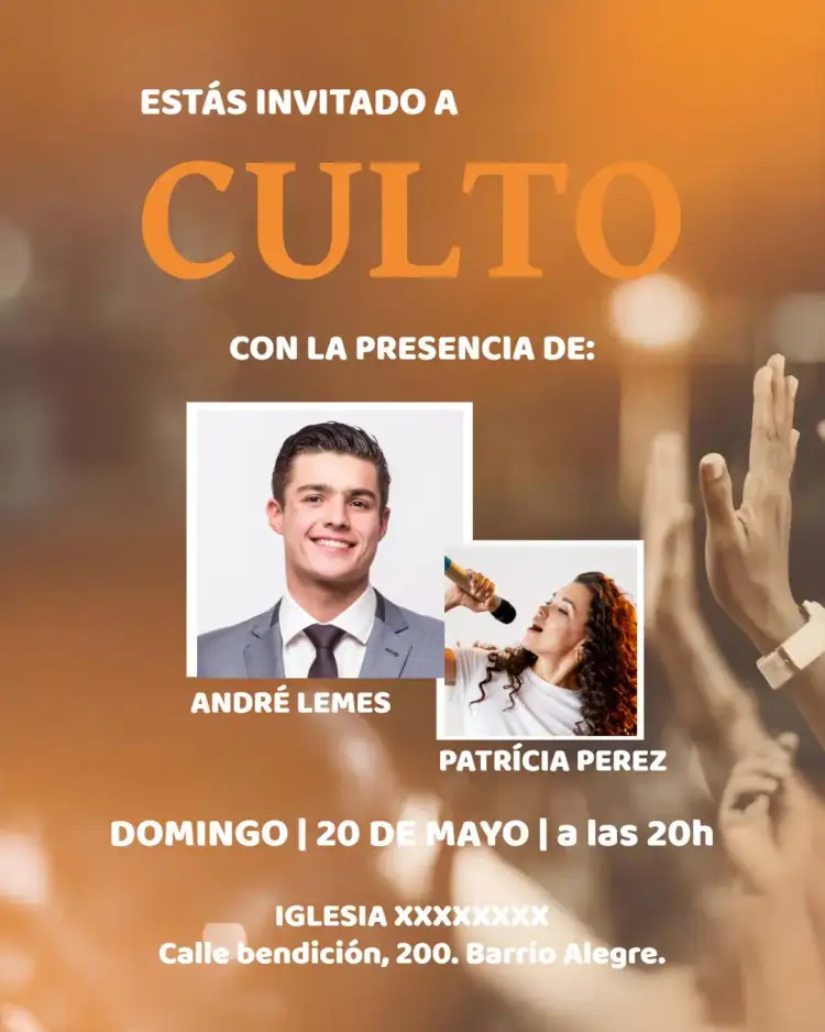 Invitación Arte Para Culto Iglesia Con Foto Pastor – tema Bautismo gospel, religioso, moderno, acogedor, minimalista, colorido